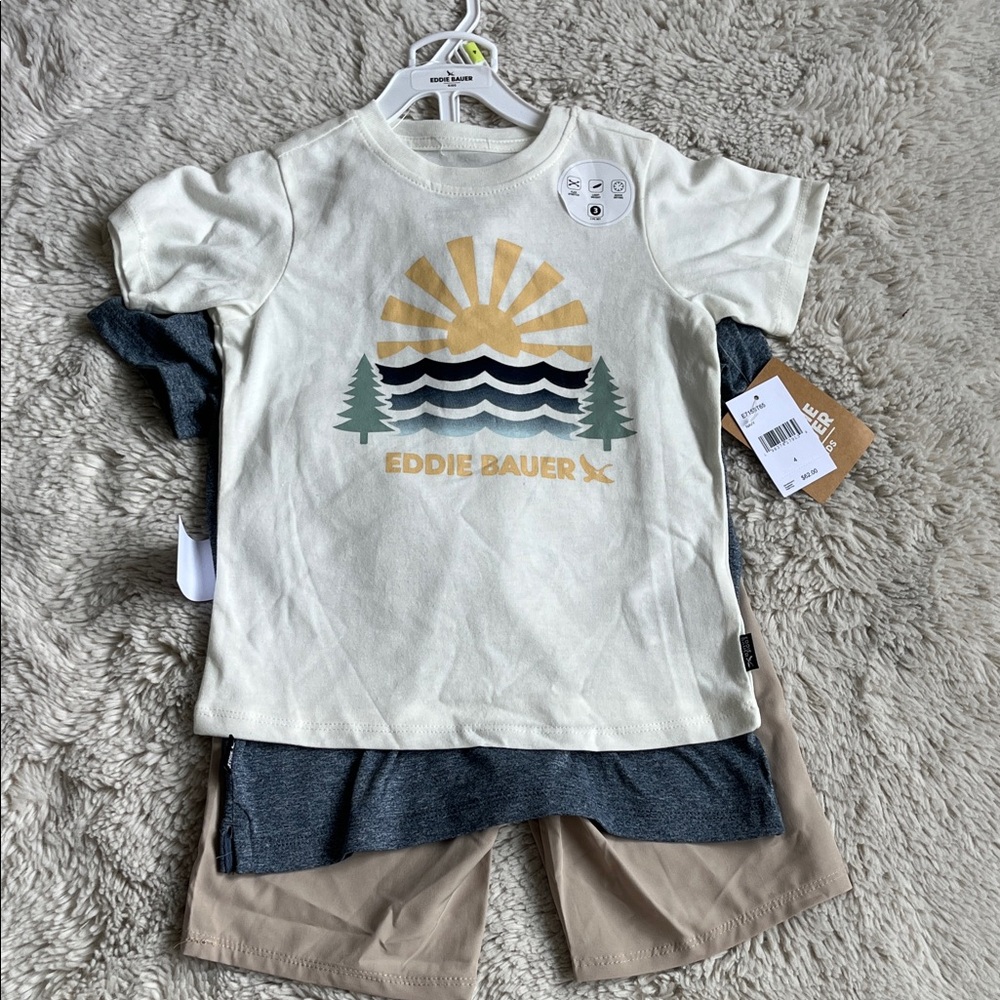 Eddie Bauer Kids' 3-piece Cream/Tan/Blue Matching Set